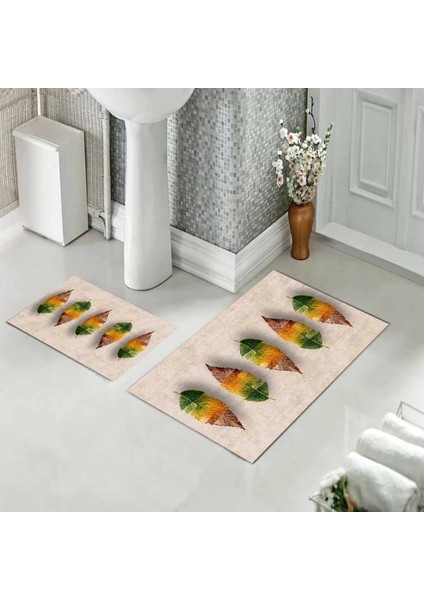 Banyo Halısı Ikili Klozet Takımı Kaymaz Tabanlı (60 cm x 100 cm + 40 cm x 60 Cm)