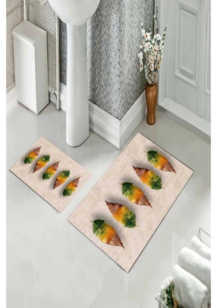 Banyo Halısı Ikili Klozet Takımı Kaymaz Tabanlı (60 cm x 100 cm + 40 cm x 60 Cm) fiyatları