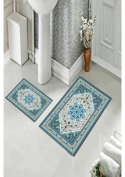 Banyo Halısı Ikili Klozet Takımı Kaymaz Tabanlı (60 cm x 100 cm + 40 cm x 60 Cm) fiyatları