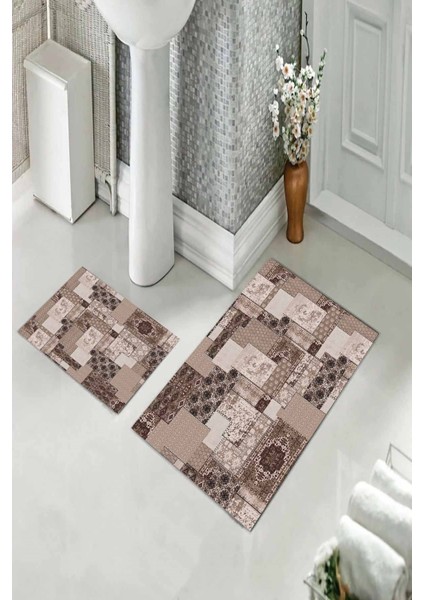 Banyo Halısı Ikili Klozet Takımı Kaymaz Tabanlı (60 cm x 100 cm + 40 cm x 60 Cm) fiyatları