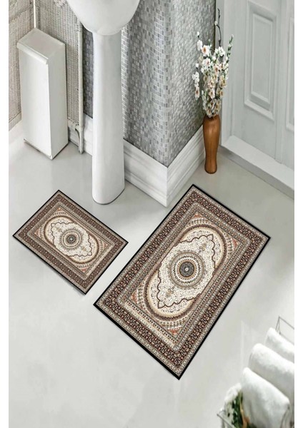 Banyo Halısı Ikili Klozet Takımı Kaymaz Tabanlı (60 cm x 100 cm + 40 cm x 60 Cm)