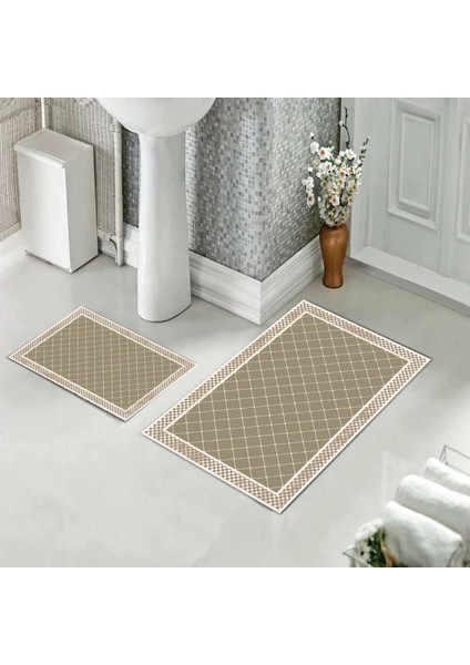 Banyo Halısı Ikili Klozet Takımı Kaymaz Tabanlı (60 cm x 100 cm + 40 cm x 60 Cm)