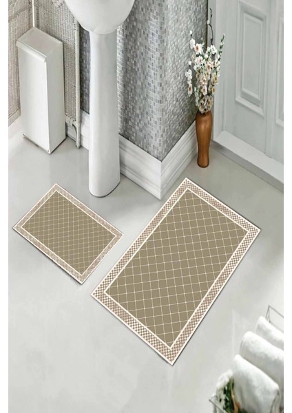 Banyo Halısı Ikili Klozet Takımı Kaymaz Tabanlı (60 cm x 100 cm + 40 cm x 60 Cm) fiyatları