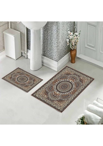 Banyo Halısı Ikili Klozet Takımı Kaymaz Tabanlı (60 cm x 100 cm + 40 cm x 60 Cm)