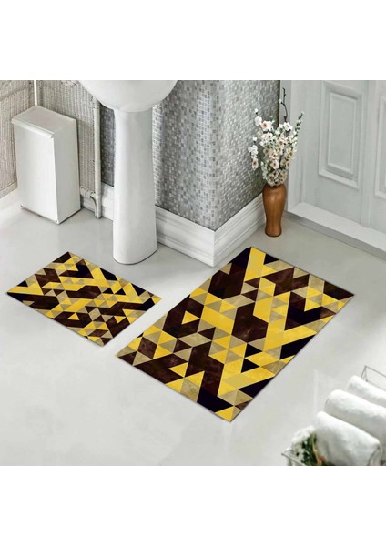 Banyo Halısı Ikili Klozet Takımı Kaymaz Tabanlı (60 cm x 100 cm + 40 cm x 60 Cm)