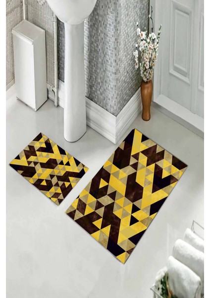 Banyo Halısı Ikili Klozet Takımı Kaymaz Tabanlı (60 cm x 100 cm + 40 cm x 60 Cm) fiyatları