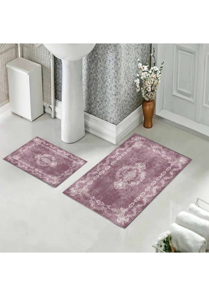 Banyo Halısı Ikili Klozet Takımı Kaymaz Tabanlı (60 cm x 100 cm + 40 cm x 60 Cm) modelleri