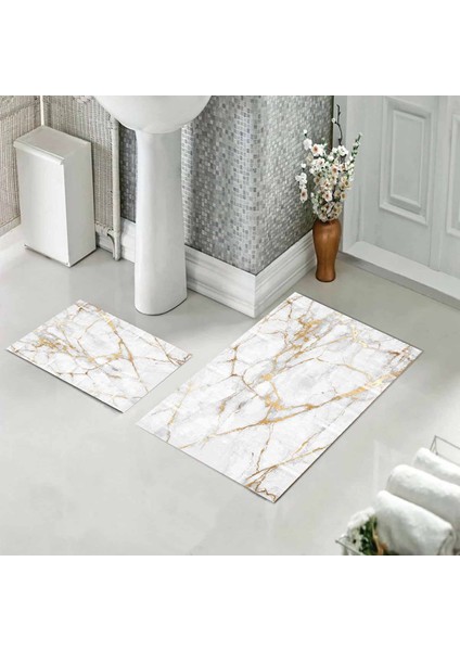 Banyo Halısı Ikili Klozet Takımı Kaymaz Tabanlı (60 cm x 100 cm + 40 cm x 60 Cm)