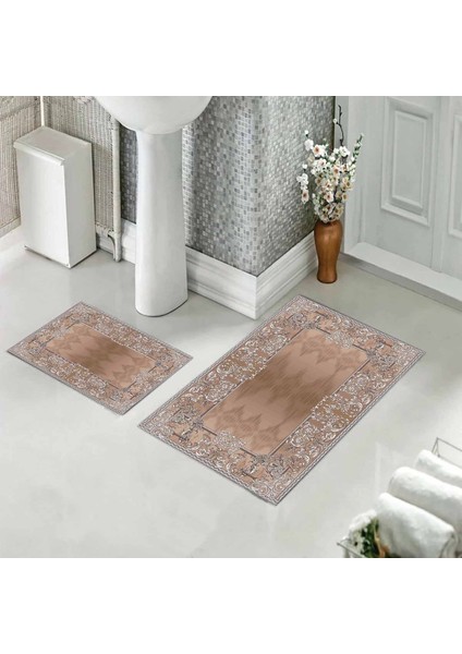 Banyo Halısı Ikili Klozet Takımı Kaymaz Tabanlı (60 cm x 100 cm + 40 cm x 60 Cm)