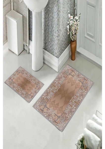 Banyo Halısı Ikili Klozet Takımı Kaymaz Tabanlı (60 cm x 100 cm + 40 cm x 60 Cm)