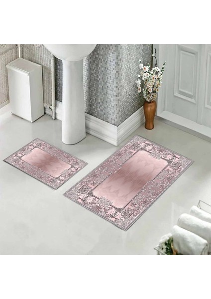 Banyo Halısı Ikili Klozet Takımı Kaymaz Tabanlı (60 cm x 100 cm + 40 cm x 60 Cm)