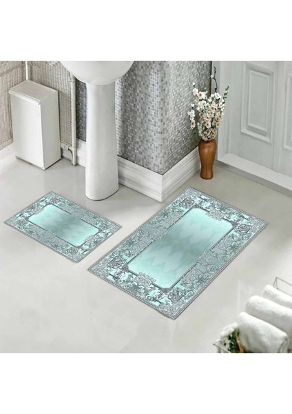 Banyo Halısı Ikili Klozet Takımı Kaymaz Tabanlı (60 cm x 100 cm + 40 cm x 60 Cm)