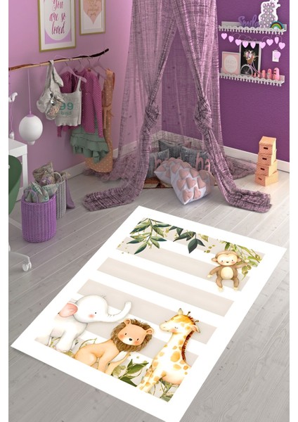 Sevimli Hayvanlar Soft Pembe Aslan Yıkanabilir Kaymaz Taban Leke Tutmaz Çocuk Odası Halısık fiyatları