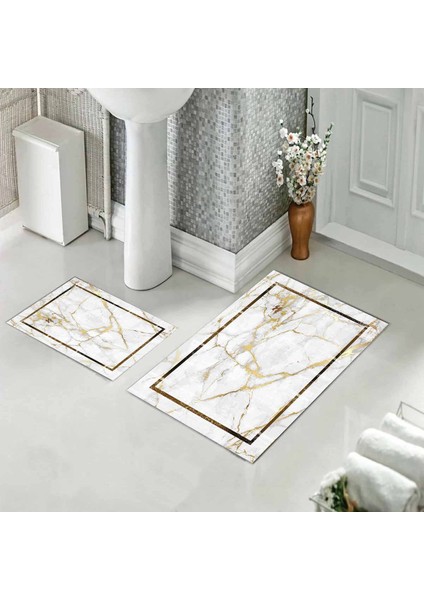 Banyo Halısı Ikili Klozet Takımı Kaymaz Tabanlı (60 cm x 100 cm + 40 cm x 60 Cm) modelleri