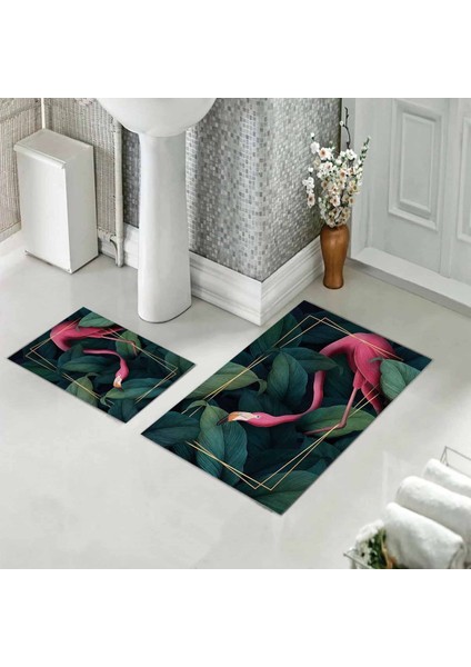 Banyo Halısı Ikili Klozet Takımı Kaymaz Tabanlı (60 cm x 100 cm + 40 cm x 60 Cm)