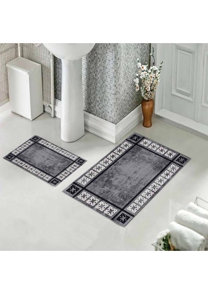 Banyo Halısı Ikili Klozet Takımı Kaymaz Tabanlı (60 cm x 100 cm + 40 cm x 60 Cm)
