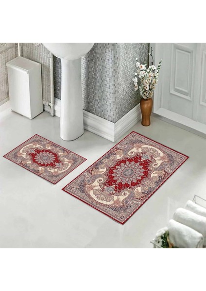 Banyo Halısı Ikili Klozet Takımı Kaymaz Tabanlı (60 cm x 100 cm + 40 cm x 60 Cm)