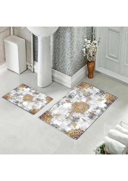 Banyo Halısı Ikili Klozet Takımı Kaymaz Tabanlı (60 cm x 100 cm + 40 cm x 60 Cm)