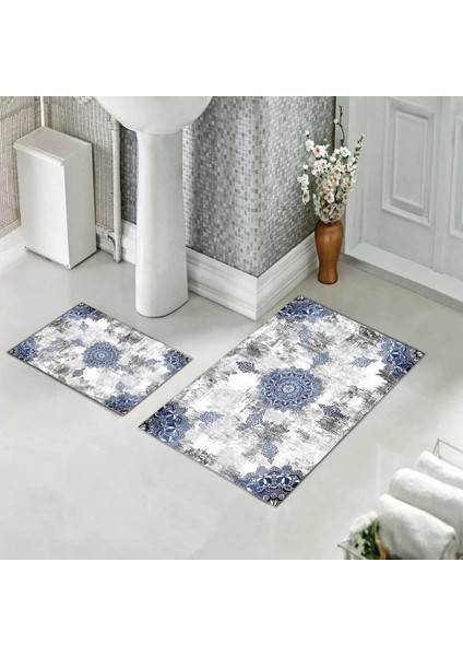 Banyo Halısı Ikili Klozet Takımı Kaymaz Tabanlı (60 cm x 100 cm + 40 cm x 60 Cm)