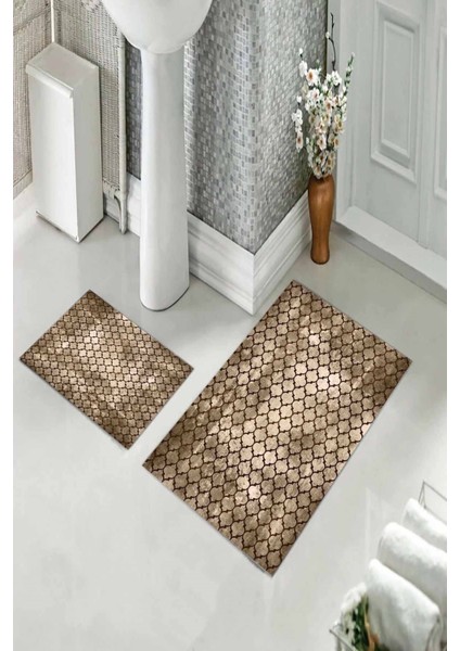 Banyo Halısı Ikili Klozet Takımı Kaymaz Tabanlı (60 cm x 100 cm + 40 cm x 60 Cm) fiyatları