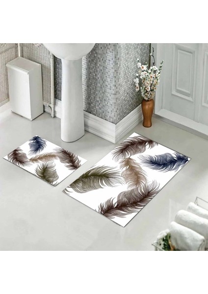 Banyo Halısı Ikili Klozet Takımı Kaymaz Tabanlı (60 cm x 100 cm + 40 cm x 60 Cm)