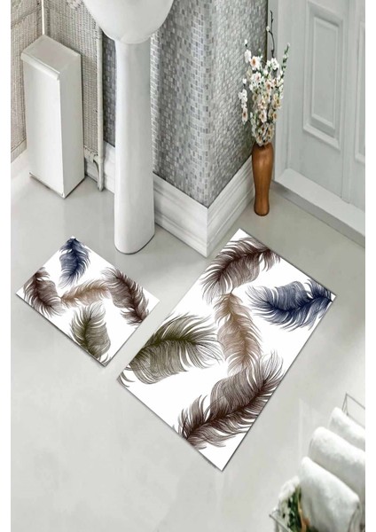 Banyo Halısı Ikili Klozet Takımı Kaymaz Tabanlı (60 cm x 100 cm + 40 cm x 60 Cm) fiyatları