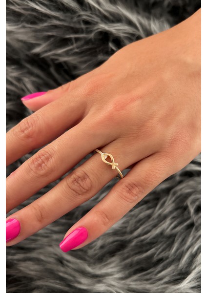 14 Ayar Altın Beyaz Taş Detaylı Balık Yüzük fiyatları