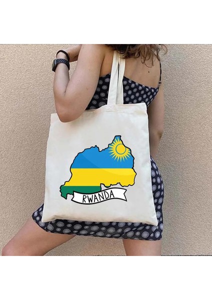 Ruanda Stili 35X40CM Gürcistan Yunanistan Izlanda Iran Irlanda Italya Jamaika Letonya Meksika Romanya Ruanda Bayrağı Haritası Kanvas Alışveriş Çantası Omuz Çantası (Yurt Dışından)
