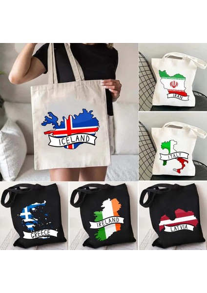 Moldova Tarzı 35X40CM Gürcistan Yunanistan Izlanda Iran Irlanda Italya Jamaika Letonya Meksika Romanya Ruanda Bayrağı Haritası Kanvas Alışveriş Çantası Omuz Çantası (Yurt Dışından)