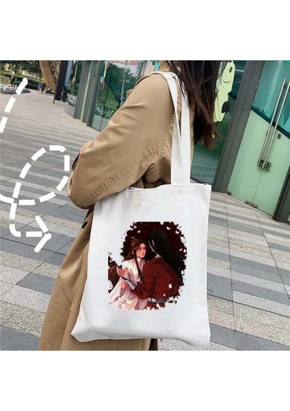 NO.116 Tarzı 35X40CM Anime Tian Guan Ci Fu Cennet Resmi Nimet Tgcf Hua Cheng Xielian Grafik Şemsiye Eller Kanvas Tote Çanta Alışveriş Çantası (Yurt Dışından)