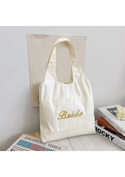 5BRIDE001 Tarzı Gelin Desen Kanvas Yelek Çanta Tote Alışveriş Çantaları Bayan Için Yeni Karikatür Omuz Çantası Kadın Eko Alışveriş Çantası Rahat Bez Çantalar (Yurt Dışından) indirimleri