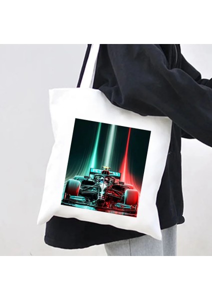 A92 Tarzı 35X40CM F1 Formula 1 Lando Norris Bottas Araba Yarışı Kadın Kanvas Alışveriş Çantası Pamuk Çanta Harajuku Tote Omuz Bayan Eko Alışveriş Çantası (Yurt Dışından)