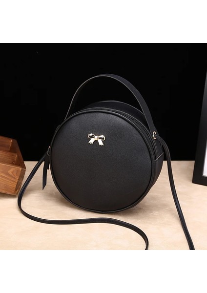 Siyah Stil Kadın Kore Moda Niş Tek Omuz Askılı Çanta Moda Crossbody Küçük Yuvarlak Çanta Yeni El Çantası Askılı Çanta (Yurt Dışından)