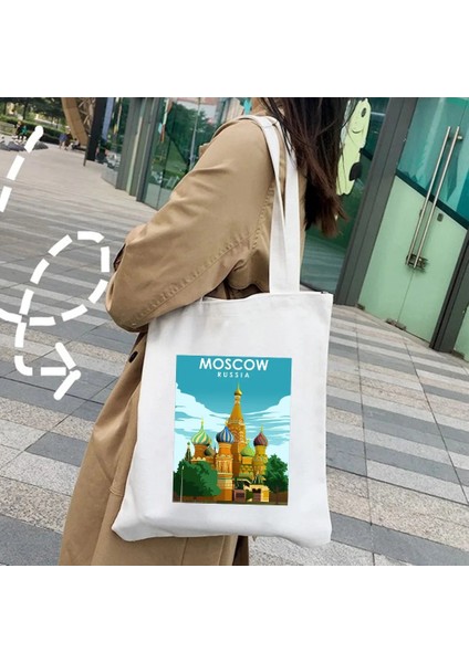 Roma Tarzı 35X40CM Şehir New York Paris Londra Dubai Madrid Moskova Amsterdam Roma Pisa Lizbon Kız Kanvas Omuz Alışveriş Çantası Alışveriş Çantası (Yurt Dışından) indirimleri