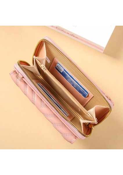 Pembe Tarzı Telefon Çantası Kadın Çanta Fermuar Büyük Kapasiteli Çok Fonksiyonlu Omuz Çantası Orta ve Uzun Debriyaj Çantalar (Yurt Dışından) modelleri