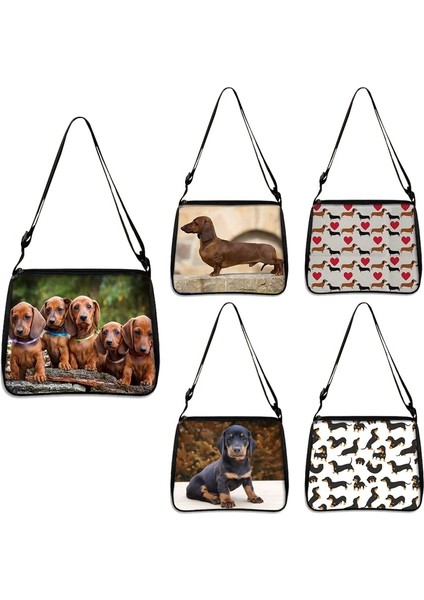YXBSEVIMLIKÖPEK20X Stili 25CMX30CM Sevimli Dachshund Köpek Omuz Çantası Kadın Moda Çok Fonksiyonlu Çanta 3D Yavru Dachshund Baskı Bez Çantalar Kanvas Alışveriş Çantası (Yurt Dışından) fırsatları