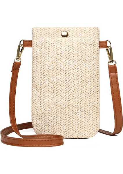 S-Bw Tarzı Moda Kadın Saman Bayanlar Crossbody Askılı Çanta Yaz Bohemia Plaj Rattan Omuzdan Askili Çanta Küçük Katı Cep Telefonu Bozuk Para Cüzdanı (Yurt Dışından)