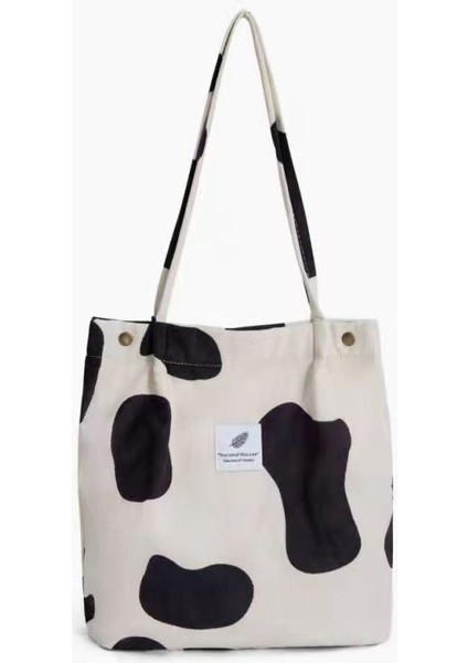 Inek Tarzı 39X12X35 Kadın Çanta Kadife Protable Alışveriş Tote Çanta Çevre Dostu Bayanlar Communter Öğrenci Kız Omuz Çantası (Yurt Dışından)