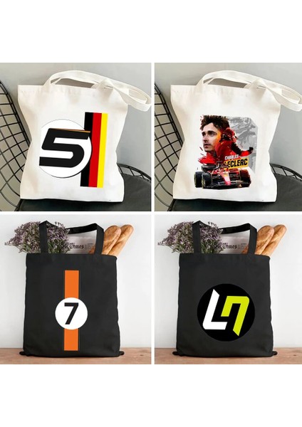 B87 Tarzı 35X40CM F1 Formula 1 Lando Norris Bottas Araba Yarışı Kadın Kanvas Alışveriş Çantası Pamuk Çanta Harajuku Tote Omuz Bayan Eko Alışveriş Çantası (Yurt Dışından) modelleri