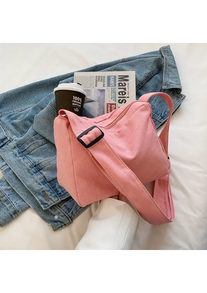 Pembe Tarzı Büyük Kapasiteli Çanta Yeni Çanta Kadın Moda Basit Banliyö Çantası Askılı Çanta Sense Tek Omuz Taşınabilir Küçük Kare Çanta (Yurt Dışından)