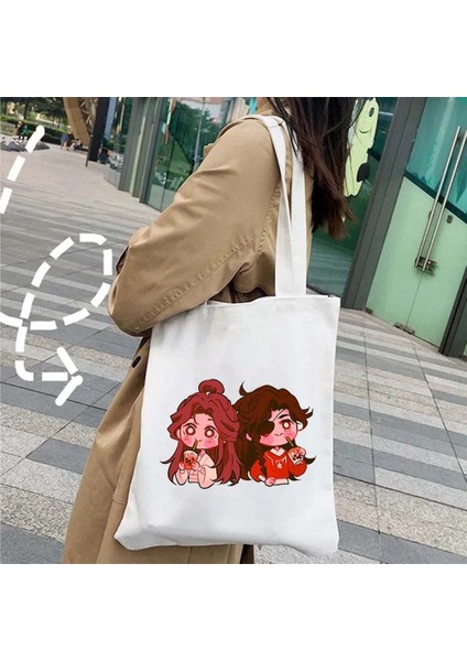 NO.117 Tarzı 35X40CM Anime Tian Guan Ci Fu Cennet Resmi Nimet Tgcf Hua Cheng Xielian Grafik Şemsiye Eller Kanvas Tote Çanta Alışveriş Çantası (Yurt Dışından)