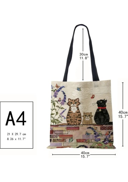 No.2 Tarzı Kadın Kanvas Tote Çanta Baskı Kedi Hayvan Shopper Omuz Çantası Eko Harajuku Rahat Tasarımcı Büyük Kapasiteli Seyahat Bakkal El (Yurt Dışından) modelleri