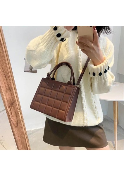 Mavi Stil Yeni Lüks Çanta Tasarımcısı Kadın Omuz Çantası Moda Ekose Pu Deri Crossbody Çanta Kare Küçük Üst-Kollu Çanta Tote (Yurt Dışından) indirimleri