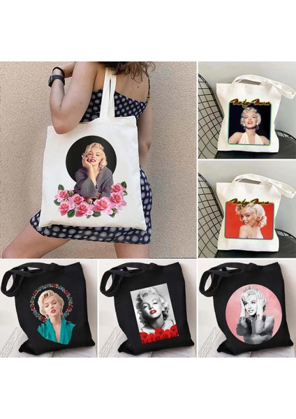 B24 Tarzı 35X40CM Pop Andy Warhol Marilyn Monroe Portre Suluboya Kadın Kanvas Omuz Çantası Büyük Kapasiteli Pamuk Alışveriş Plaj Çantası (Yurt Dışından) fiyatları