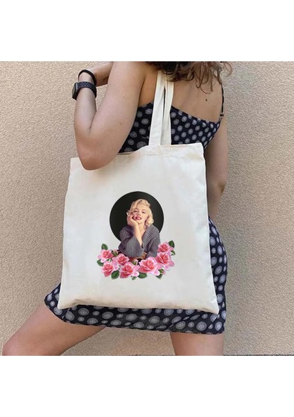 B24 Tarzı 35X40CM Pop Andy Warhol Marilyn Monroe Portre Suluboya Kadın Kanvas Omuz Çantası Büyük Kapasiteli Pamuk Alışveriş Plaj Çantası (Yurt Dışından) fırsatları