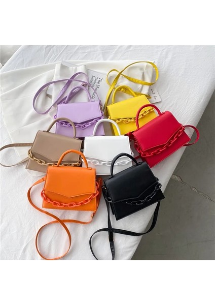 Mor Tarzı Kadın Çantası Yeni Zincir Küçük Kadın Çantası Yeni Moda Crossbody Omuz Askılı Çanta Çanta Çanta Saf Şeker Renk El Çantası (Yurt Dışından) fiyatları