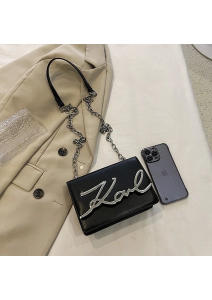 Siyah Stil Pu Düz Renk Mini Messenger Çanta Serin Harfler Koltuk Altı Çanta Flip Cüzdan Moda Bayan Çanta Tasarımcısı Omuz Çantası Düz Renk (Yurt Dışından) fiyatları