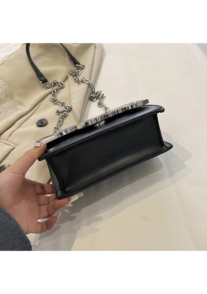 Siyah Stil Pu Düz Renk Mini Messenger Çanta Serin Harfler Koltuk Altı Çanta Flip Cüzdan Moda Bayan Çanta Tasarımcısı Omuz Çantası Düz Renk (Yurt Dışından) modelleri