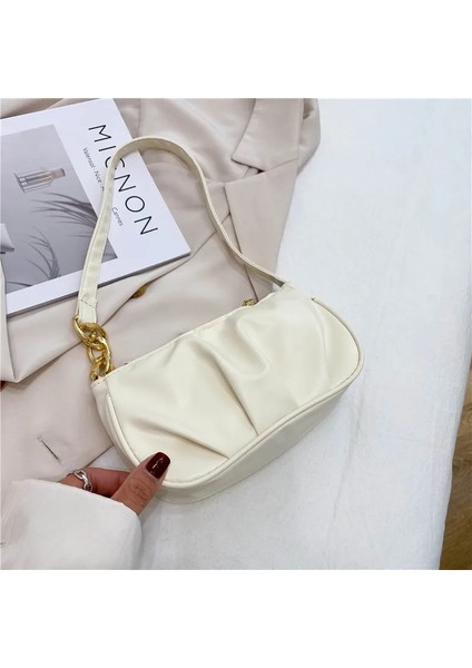 Siyah Stil Kadın Çantası Retro Kadın Pilili Kalın Zincir Saf Renk Omuz Koltukaltı Çantası Rahat Bayanlar Küçük Çanta Çanta Bolsa Feminina (Yurt Dışından) fiyatları