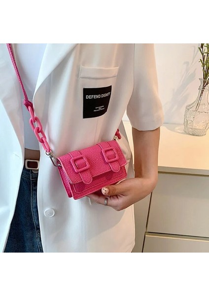 Mavi Stil Mini Küçük Askılı Çanta Kadın Kız Zincir Çanta Pu Deri Tasarım Çantalar Bayanlar Retro Kemer Tokası Crossbody Çanta (Yurt Dışından) fırsatları